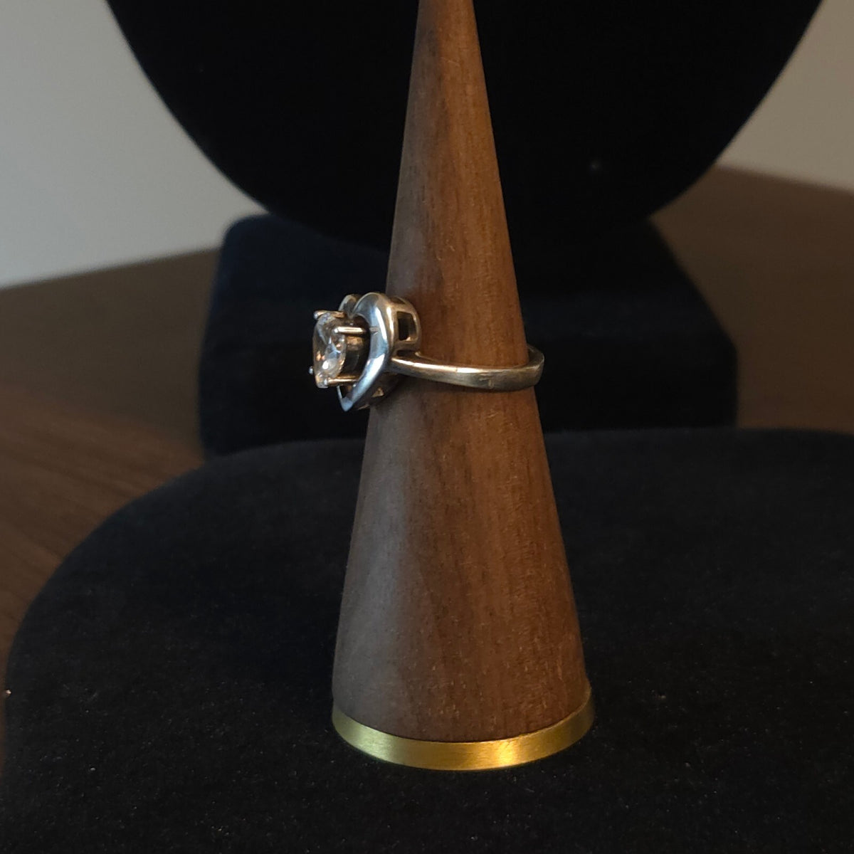 Vintage Size 7 Sterling Silver DQ Diamonique Heart CZ Ring