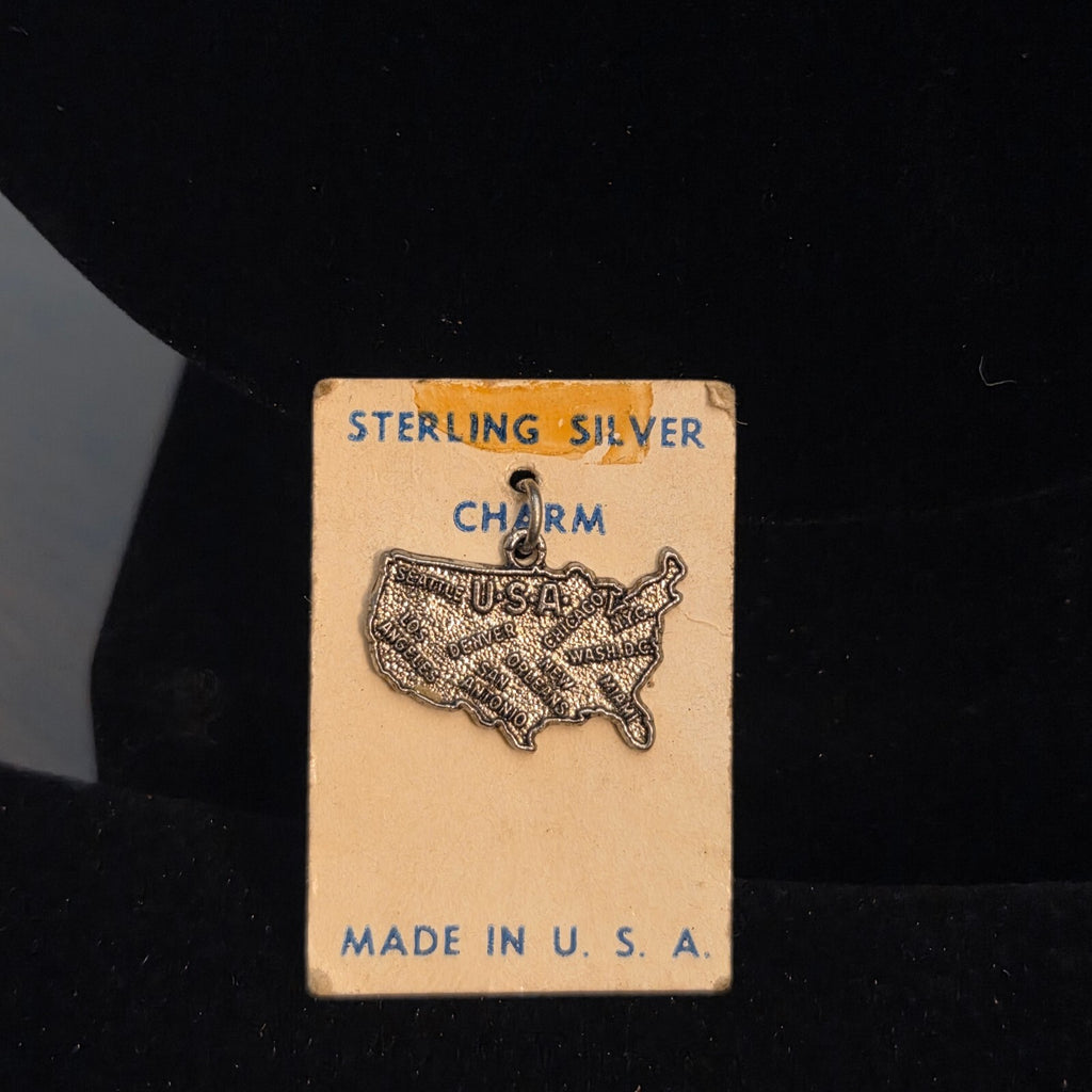 Vintage Sterling Silver USA Charm - Original Display Card