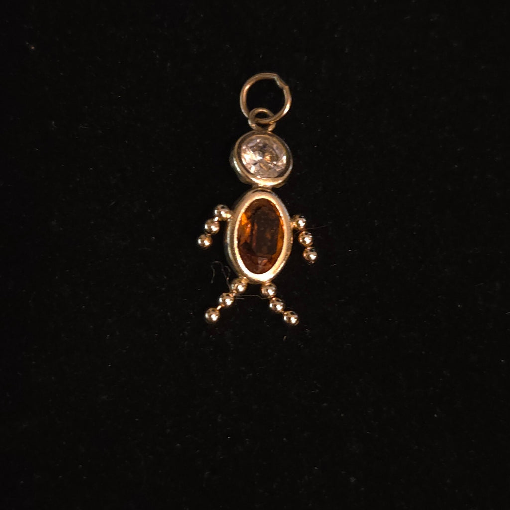Vintage 14K Gold 3/4" Birthstone Child Pendant - November