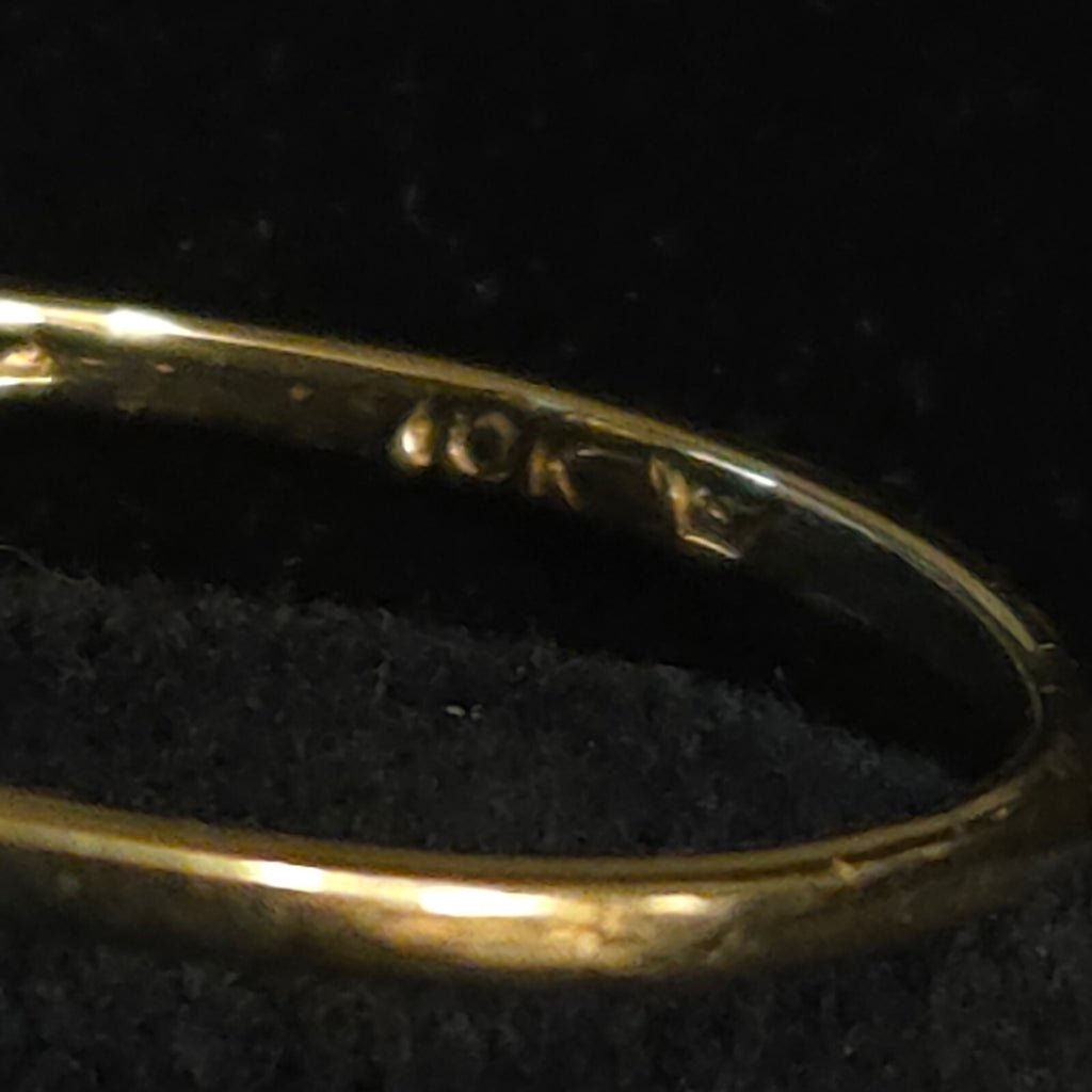 Vintage Size 7 10K Gold 6mm Pearl and CZ Ring