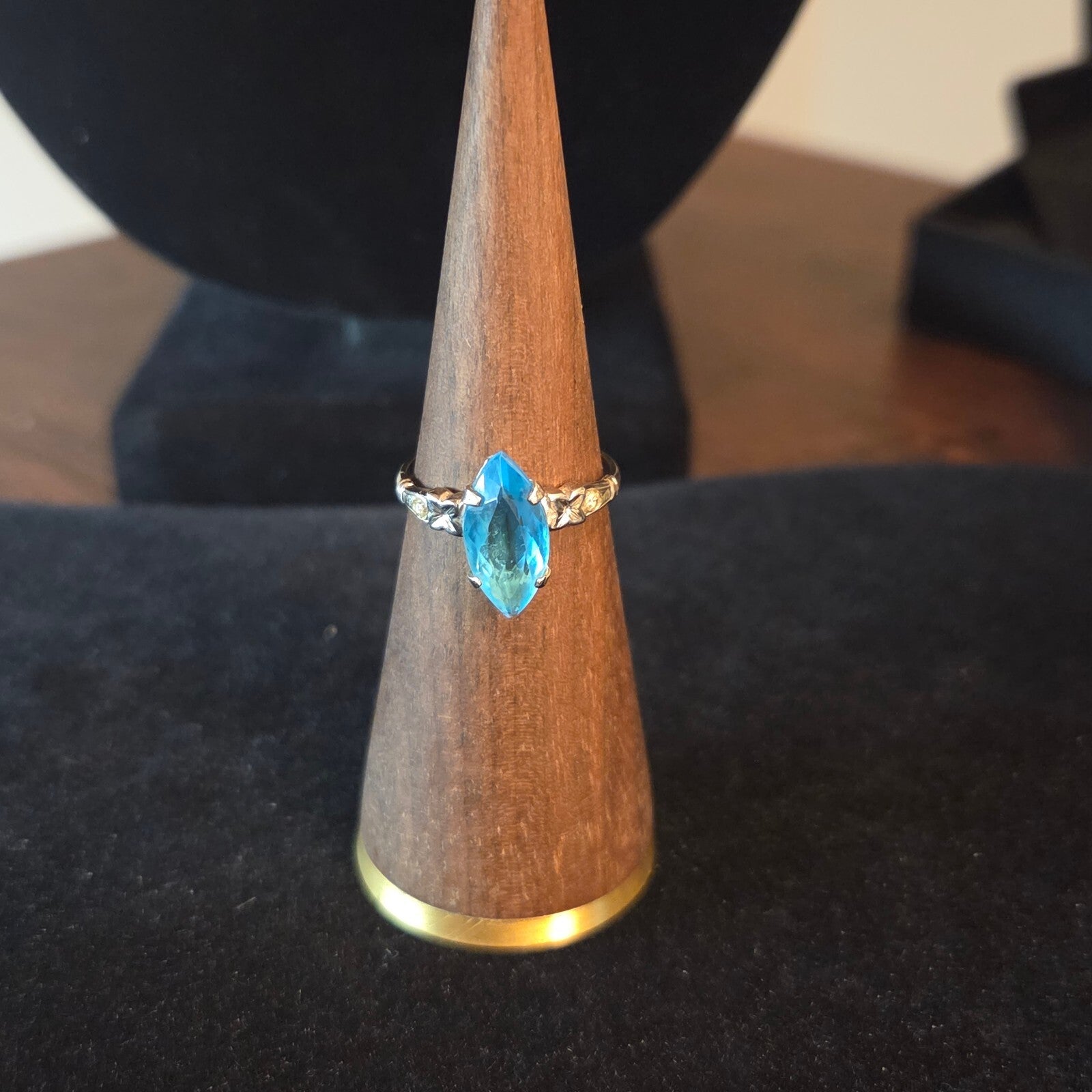 Silver Plated with large blue stone