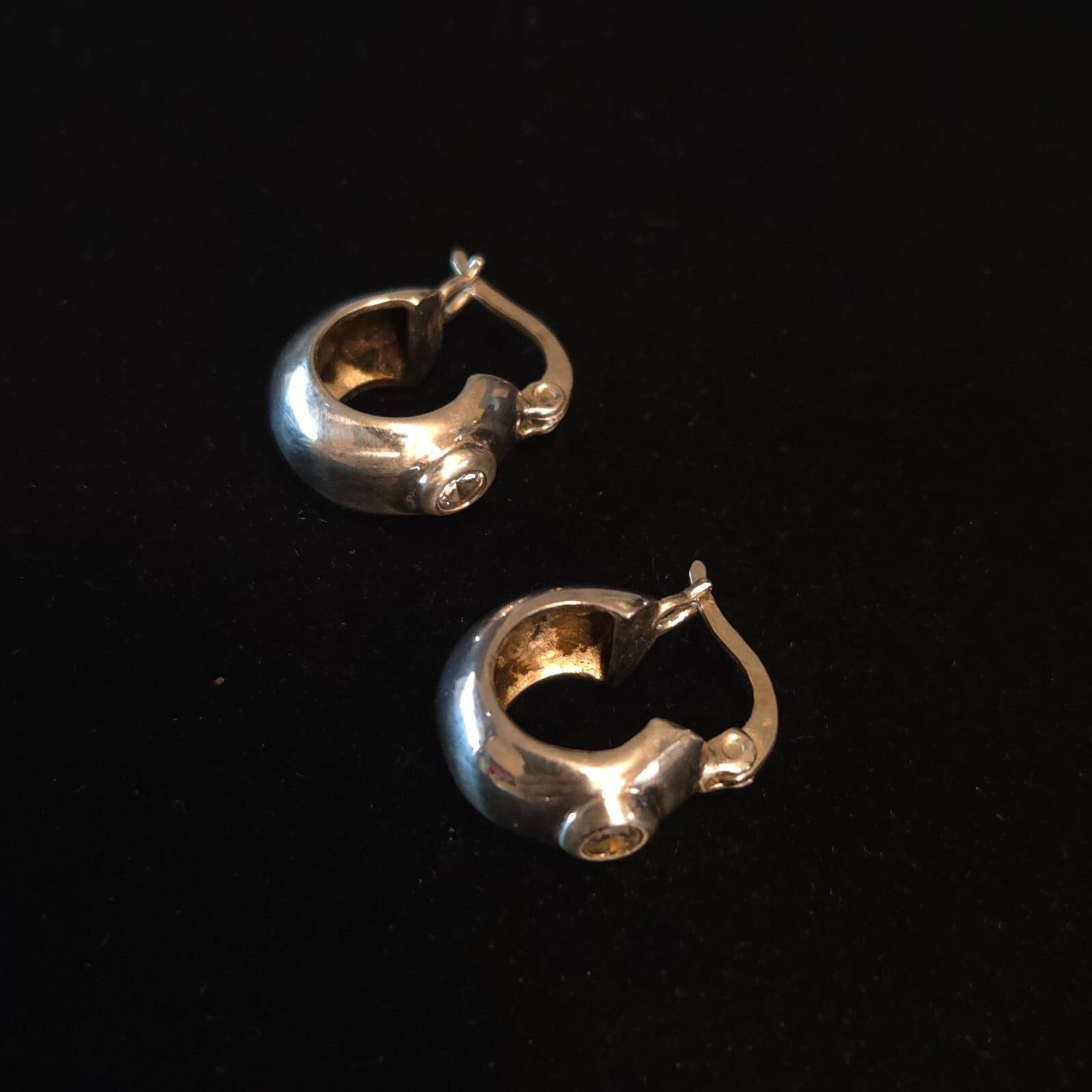 Vintage Sterling Silver CZ Hoops
