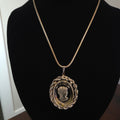 Vintage Glass Cameo pendant on 19" Silver Snake Chain