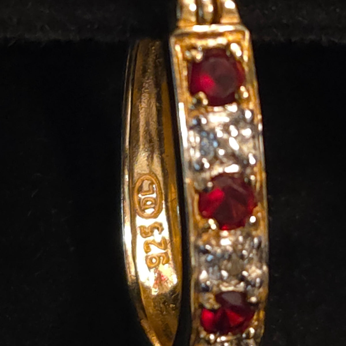 Gold over Sterling Silver Red CZ Earrings
