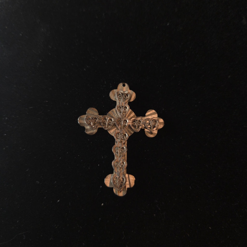 Sterling Silver 1 3/4" Fancy Cross with Filigree Hearts