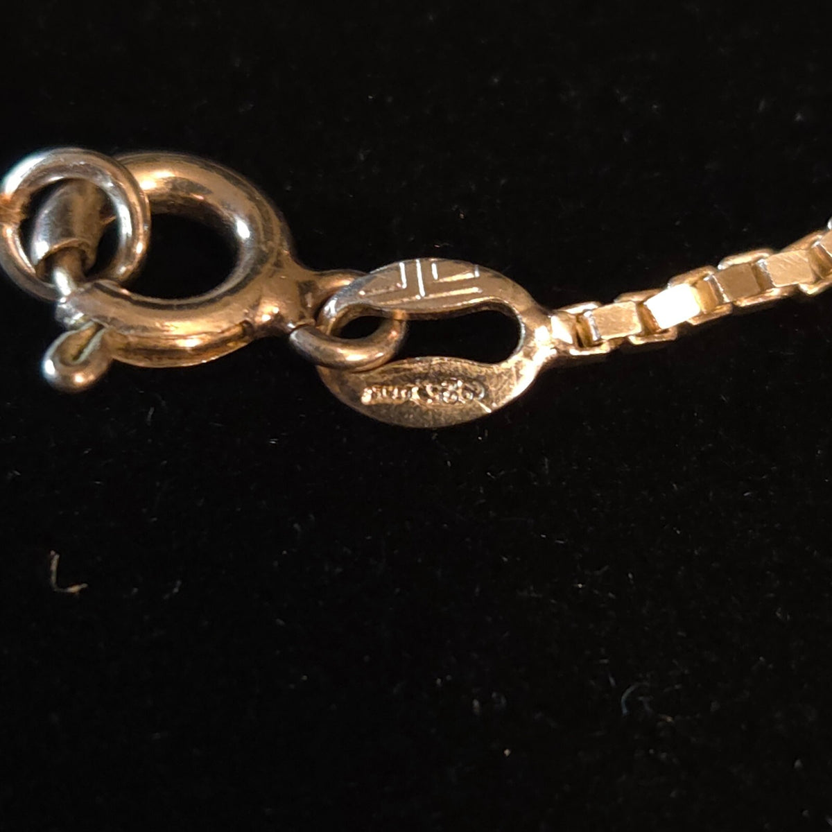 Vintage Sterling Silver 9" Ankle ID Heart Box Chain Bracelet