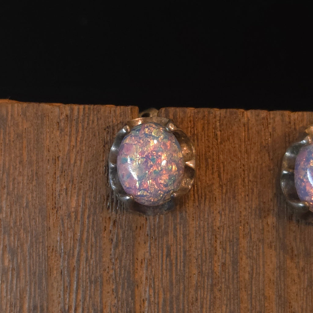 Sterling Silver Opal Stud Earrings
