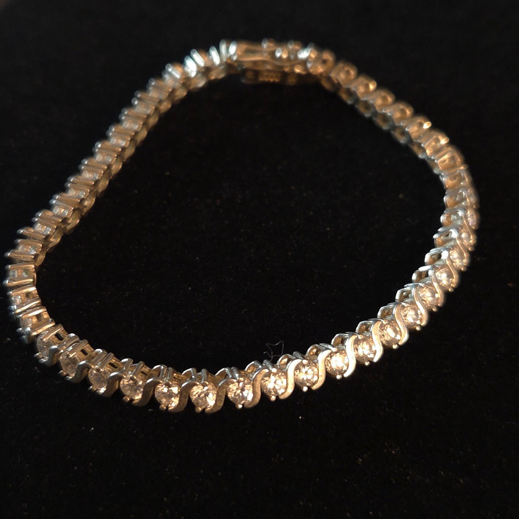 Vintage 7 1/2" Sterling Silver S-Link Tennis Bracelet