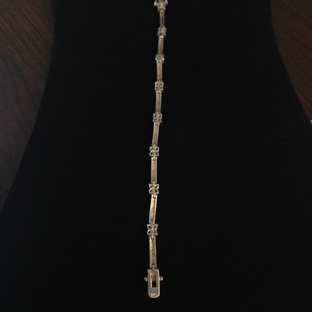 Vintage 7 1/4" Sterling Silver Floral Cluster Bracelet