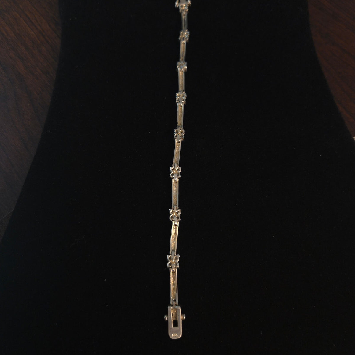 Vintage 7 1/4" Sterling Silver Floral Cluster Bracelet
