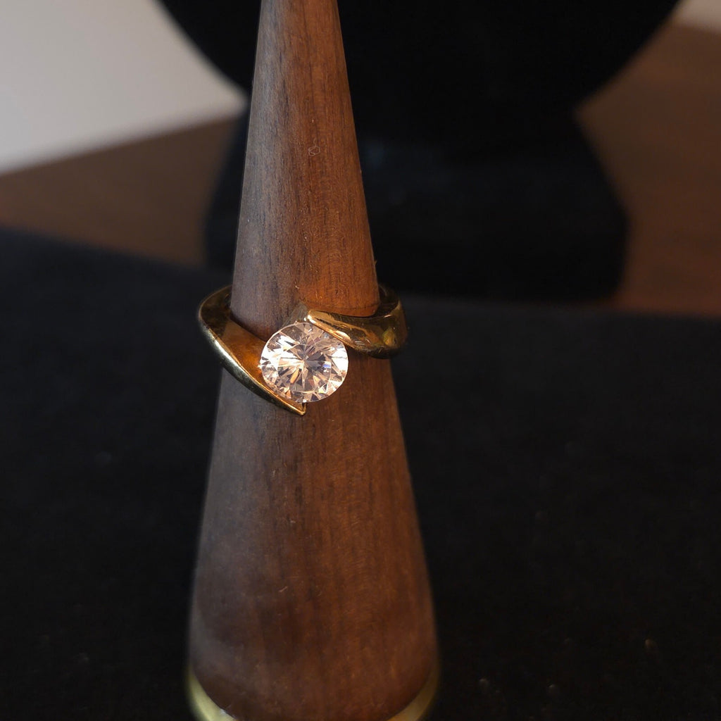 Gold-Tone 14K HGE LIND Size 6 Round CZ Bypass Ring